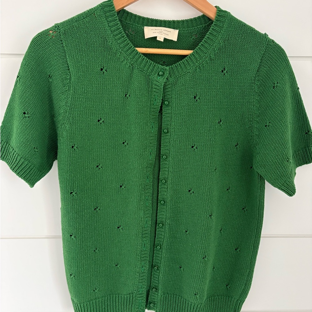 Sezane Emerald Knit Cardigan